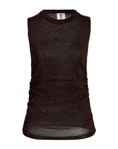Kontatto Woman Sweater Dark Brown Size Onesize Viscose, Polyamide, Metallic Fiber