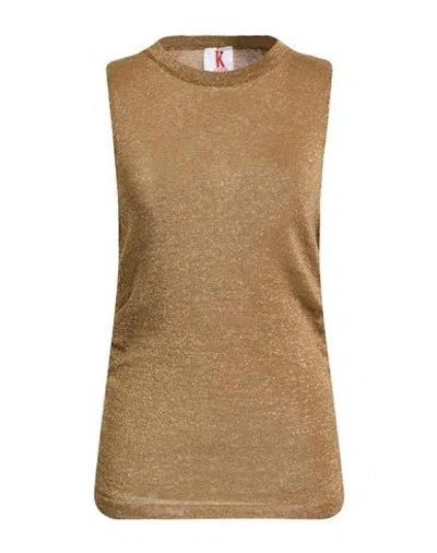 Kontatto Woman Sweater Gold Size Onesize Viscose, Polyamide, Metallic Fiber In Brown