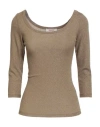 Kontatto Woman Sweater Gold Size Onesize Viscose, Polyester, Polyamide, Elastane In Brown