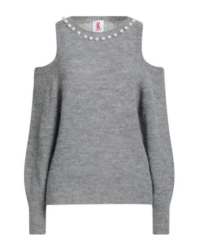 Kontatto Woman Sweater Grey Size Onesize Alpaca Wool, Polyamide In Gray