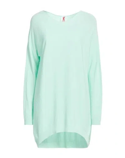 Kontatto Woman Sweater Light Green Size Onesize Viscose, Polyester In Blue