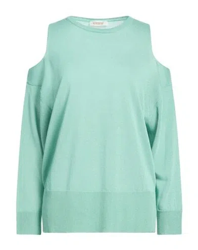 Kontatto Woman Sweater Light Green Size Onesize Viscose, Polyester In Blue