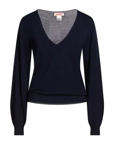 Kontatto Woman Sweater Midnight Blue Size Onesize Viscose, Pbt - Polybutylene Terephthalate
