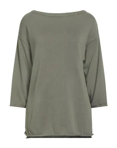 Kontatto Woman Sweater Military Green Size Onesize Cotton In Gray