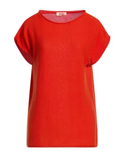 Kontatto Woman Sweater Orange Size Onesize Cotton In Red