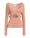 Kontatto Woman Sweater Sand Size Onesize Viscose, Pbt - Polybutylene Terephthalate In Beige