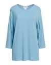Kontatto Woman Sweater Sky Blue Size Onesize Viscose, Polyester In Blue