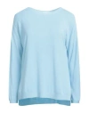 Kontatto Woman Sweater Sky Blue Size Onesize Viscose, Polyester In Blue