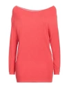Kontatto Woman Sweater Tomato Red Size Onesize Viscose, Pbt - Polybutylene Terephthalate In Tomato Red