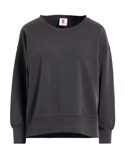 Kontatto Woman Sweatshirt Gunmetal Size 4 Modal, Polyester In Black
