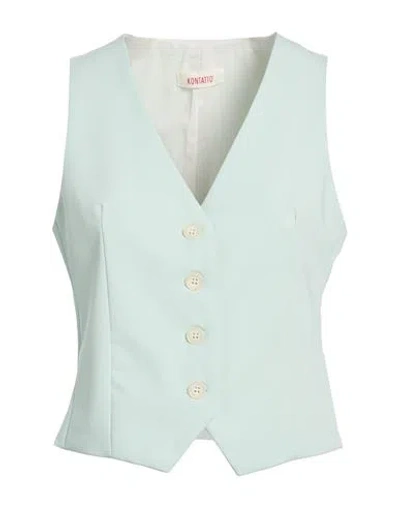 Kontatto Woman Tailored Vest Light Green Size 6 Polyester, Viscose, Elastane