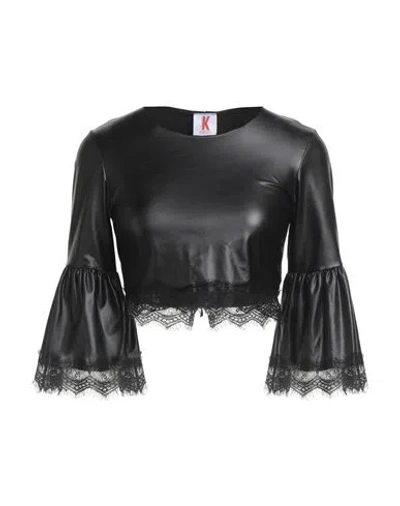 Kontatto Woman Top Black Size 8 Polyester, Elastane, Polyurethane