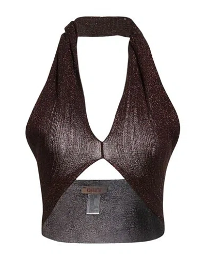 Kontatto Woman Top Dark Brown Size Onesize Viscose, Polyester, Metallic Polyester