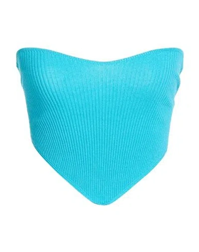 Kontatto Woman Top Turquoise Size Onesize Viscose, Acrylic, Elastane In Blue