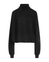 Kontatto Woman Turtleneck Black Size Onesize Acrylic, Mohair Wool, Polyamide In Black
