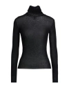 Kontatto Woman Turtleneck Black Size Onesize Viscose, Polyamide, Metallic Fiber In Black
