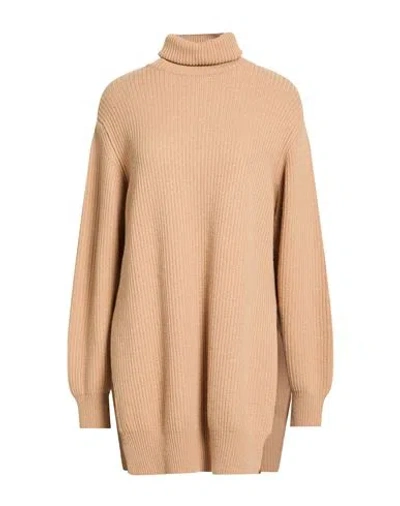 Kontatto Woman Turtleneck Camel Size Onesize Polyamide, Wool, Viscose, Cashmere In Brown