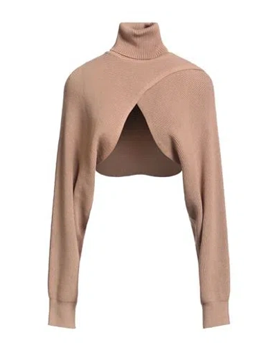 Kontatto Woman Turtleneck Camel Size Onesize Viscose, Polyester In Sand