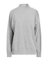Kontatto Woman Turtleneck Light Grey Size Onesize Polyamide, Wool, Viscose, Cashmere In Multi