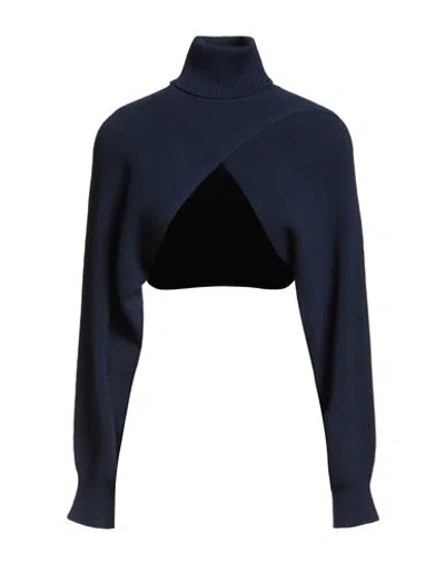 Kontatto Woman Turtleneck Navy Size Onesize Viscose, Polyester In Blue