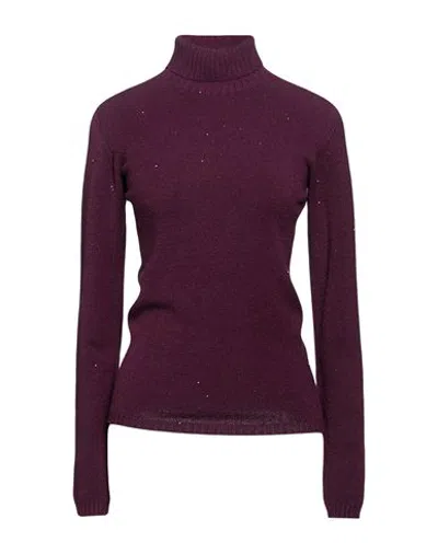 Kontatto Woman Turtleneck Plum Size Onesize Viscose, Polyester, Polyamide In Brown