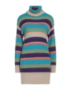 Kontatto Woman Turtleneck Sky Blue Size Onesize Acrylic, Mohair Wool, Polyamide In Blue