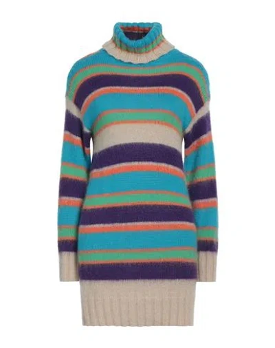 Kontatto Woman Turtleneck Sky Blue Size Onesize Acrylic, Mohair Wool, Polyamide