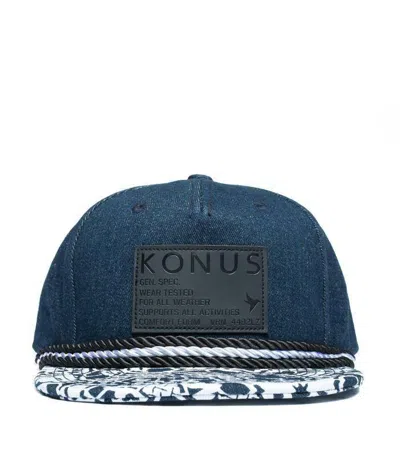 Konus Men's 5 Panel Denim Snapback Cap In Blue