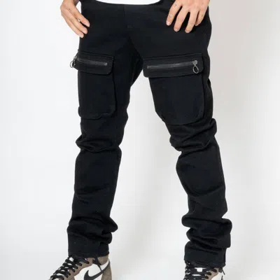 Konus Men's 5 Pocket Slim Pants With Cargo Pockets In Black