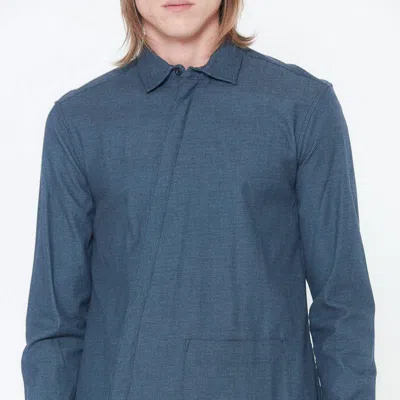 Konus Men's Asymmetrical Zip-up Shirt In Blue