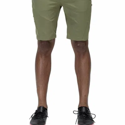 Konus Men's Asymmetrical Zipper Fly Shorts In Olive In Green