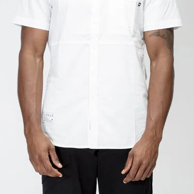 Konus Men's Band Collar Panel Shirt In White