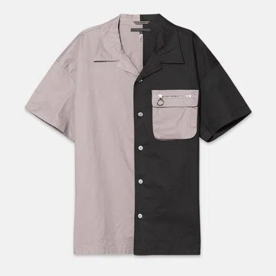 Konus Men's Bellow Pocket Oversize Short Sleeve Shirt In Black Khaki