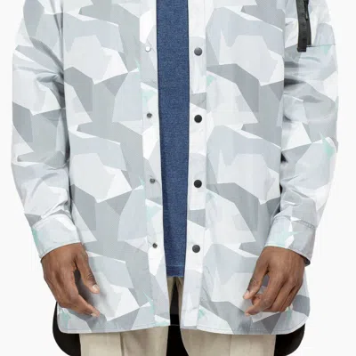 Konus Men's Camo Printed Long Shirt Jacket In Grey