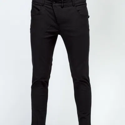 Konus Men's Chino Pant With Asymmetrical Zipper Fly In Black