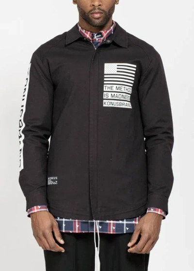 Konus Men's Coaches Jacket With Graphic In Black In Blue