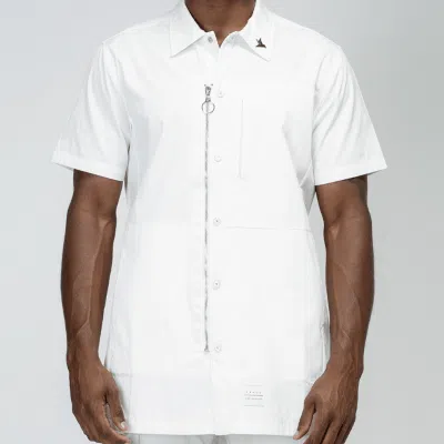 Konus Men's Collared Zip Up Shirt In White