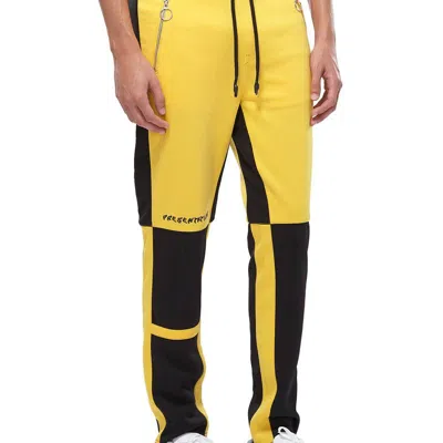 Konus Men's Color Blocked Track Pants In Yellow