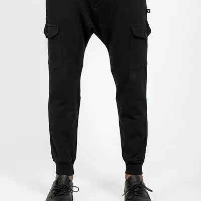 Konus Men's Drop Crotch Cargo Pockets Sweatpants In Black