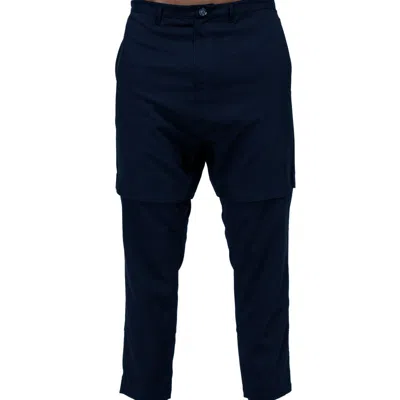 Konus Men's Drop Crotch Tapered Stretch Twill Pants In Blue