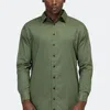 Konus Men's Elongated Button Up Shirt In Green