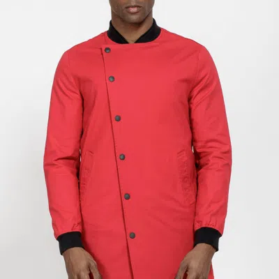 Konus Men's Elongated Twill Jacket In Red