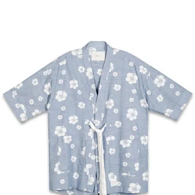 Konus Unisex Floral Kimono Shirt In Blue