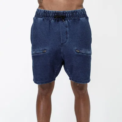 Konus Men's Heavy Denim Knit Shorts In Blue