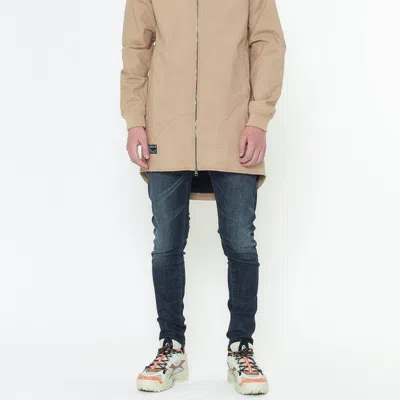 Konus Men's Hooded Canvas Zip Up Jacket In Brown