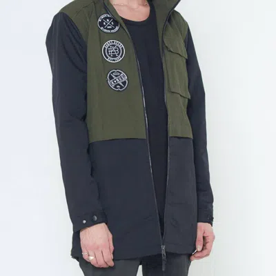 Konus Men's Hooded Jacket With Color Block X Patch In Green