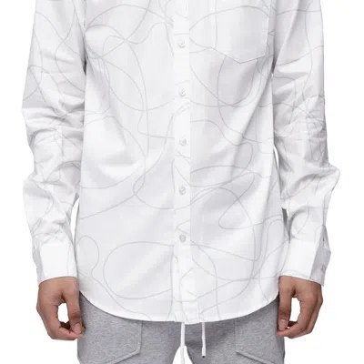 Konus Men's Long Sleeve Line Print Shirt In White