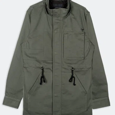 Konus Men's M-65 Jacket With Oversized Hood In Olive In Green