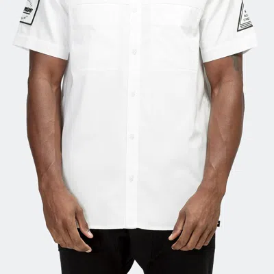 Konus Men's Reflective Short Sleeve Button Down In White