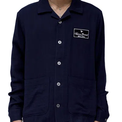 Konus Men's Revere Collar Shirt In Navy In Blue